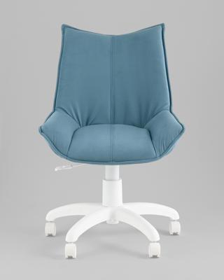 Офисное кресло TopChairs Кресло офисное Осло велюр пыльно-синий, пластик белый арт. УТ000043350