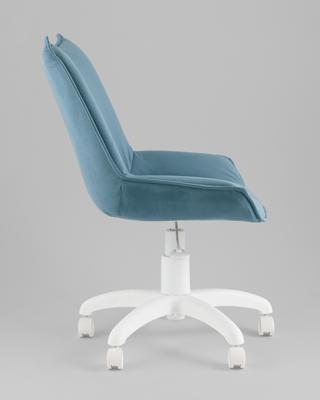 Офисное кресло TopChairs Кресло офисное Осло велюр пыльно-синий, пластик белый арт. УТ000043350