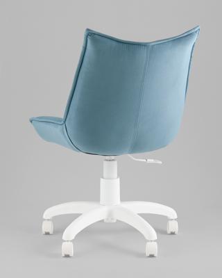 Офисное кресло TopChairs Кресло офисное Осло велюр пыльно-синий, пластик белый арт. УТ000043350