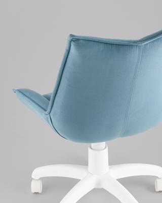 Офисное кресло TopChairs Кресло офисное Осло велюр пыльно-синий, пластик белый арт. УТ000043350
