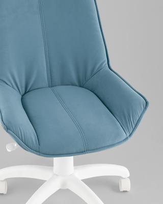 Офисное кресло TopChairs Кресло офисное Осло велюр пыльно-синий, пластик белый арт. УТ000043350
