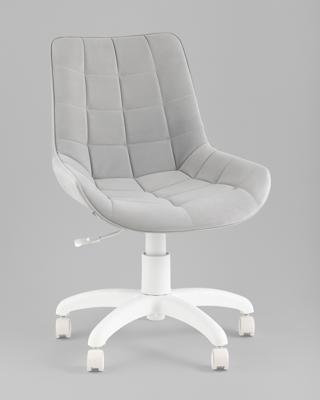 Офисное кресло TopChairs Кресло офисное Флекс велюр светло-серый, пластик белый арт. УТ000043342