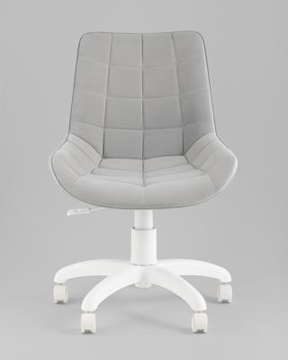 Офисное кресло TopChairs Кресло офисное Флекс велюр светло-серый, пластик белый арт. УТ000043342