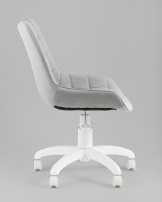 Офисное кресло TopChairs Кресло офисное Флекс велюр светло-серый, пластик белый арт. УТ000043342
