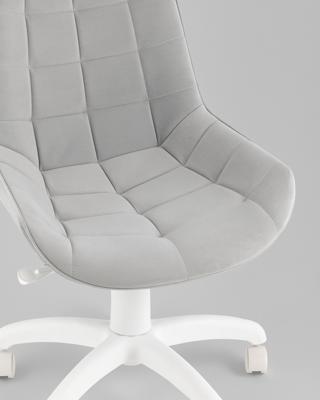 Офисное кресло TopChairs Кресло офисное Флекс велюр светло-серый, пластик белый арт. УТ000043342