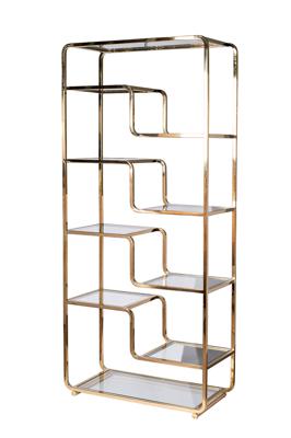 Мебель Garda Decor 46AS-SH1652-GOLD Стеллаж золотистый/прозр. стекло 90*40*200см арт. 46AS-SH1652-GOLD