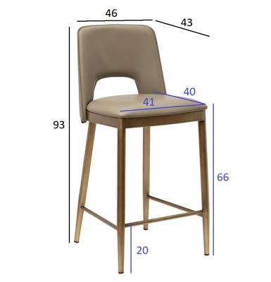 Мебель Garda Decor 163YH-16574 Стул барный экокожа бежевый+бронза 43*46*93см арт. 163YH-16574