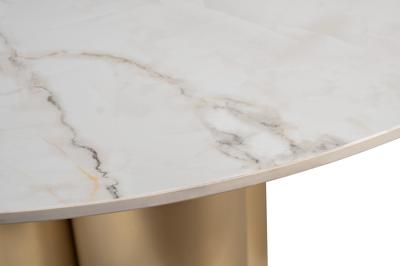 Мебель Garda Decor 76AR-63041 Стол обеденный керамогранит белый/мат.золото d130*76см арт. 76AR-63041