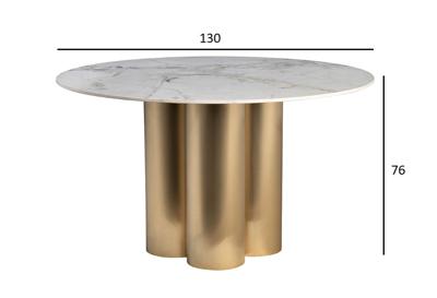 Мебель Garda Decor 76AR-63041 Стол обеденный керамогранит белый/мат.золото d130*76см арт. 76AR-63041
