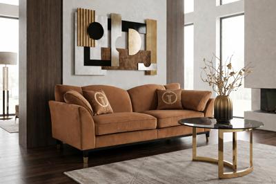 Диван Garda Decor Диван Сиена(Siena)/BD трехм.без мех.,велюр коричневый Colt004 228*92*92см арт. 187BD-SIENA-2K-Colt004