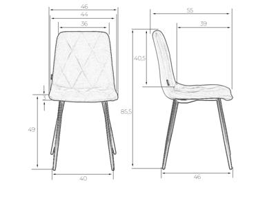 Стул DOBRIN Набор 4 шт Стул обеденный DOBRIN CHILLY ROMBO, Серо-голубой Simple 26, основание черное арт. A006-N_B-M_V-Simple-26