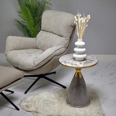 Стол Bradexhome Кофейный столик Secret диам.40см x 54см, серый мрамор, металл, керамика арт. FR 1037