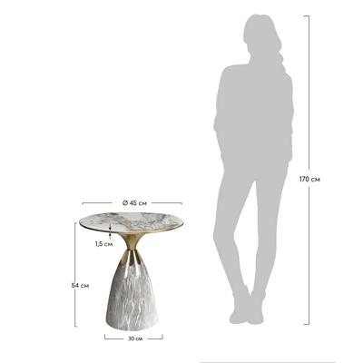 Стол Bradexhome Кофейный столик Secret диам.40см x 54см, серый мрамор, металл, керамика арт. FR 1037