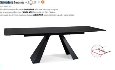 Стол Signal Стол обеденный SIGNAL SALVADORE Ceramic Sahara Noir черный/черный мат 160-240/90 арт. SALVADORECC160