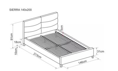 Кровать Signal Кровать SIGNAL SIERRA Velvet tap. 150 серый/дуб, 140/200 арт. SIERRAV140SZD