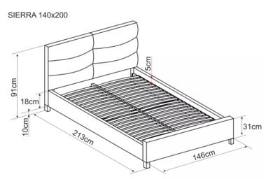 Кровать Signal Кровать SIGNAL SIERRA Velvet Bluvel 28 бежевый/дуб, 140/200 арт. SIERRAV140BED