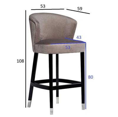 Мебель Garda Decor 48MY-4115-B PEG Стул барный велюр жемчужно-серый 53*59*108см арт. 48MY-4115-B PEG