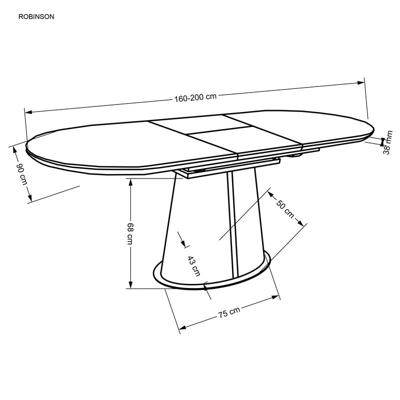 Стол Halmar Стол обеденный HALMAR ROBINSON бежевый мрамор/капучино/черный 160-200/90 арт. V-CH-ROBINSON-ST