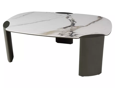 Стол журнальный Signal Стол журнальный SIGNAL ADORO B Ceramic белый Amber Bianco/медный 105/65 арт. ADOROBBIMI105
