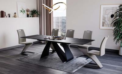 Стол Signal Стол обеденный SIGNAL DIUNA Ceramic Sahara Noir черный мрамор/черный мат 160-240/90 арт. DIUNACC160