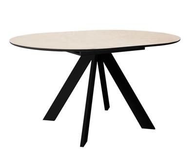 Стол DikLine SKC100 d1000 Керамика Krater Perla (бежевый матовый)/подстолье черное/опоры черные арт. 00-00075479