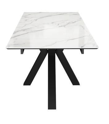 Стол DikLine SFE140 Керамика Tianshan White (белый полуглянец)/подстолье черное/опоры черные (2 уп.) арт. 00-00076283
