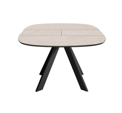 Стол DikLine BK100 Керамика Krater Perla (бежевый матовый)/подстолье черное/опоры черные арт. 00-00075480