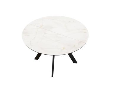 Стол DikLine SKC120 d1200 Керамика глянец Ostra Bianco (мрамор глянец белый)/подстолье черное/опоры черные арт. 00-00081866