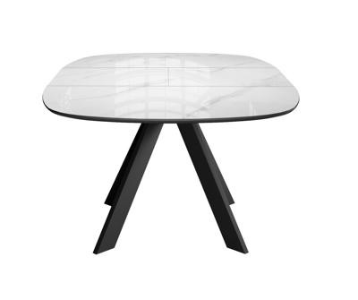 Стол DikLine BK100 Керамика Carrara Gloss (мрамор глянец белый)/подстолье черное/опоры черные арт. 00-00085044
