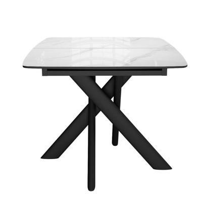 Стол DikLine DKB110, Керамика Carrara Gloss (мрамор глянец белый)/подстолье черное/опоры черные арт. 00-00085040