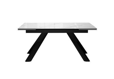 Стол DikLine DKX140 керамика Carrara Gloss (мрамор глянец белый), подстолье черное, опоры черные (2уп.) арт. 00-00085037