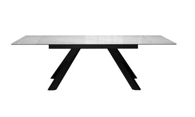 Стол DikLine DKX140 керамика Carrara Gloss (мрамор глянец белый), подстолье черное, опоры черные (2уп.) арт. 00-00085037