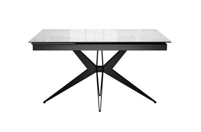 Стол DikLine DKS140 керамика Carrara Gloss (мрамор глянец белый), подстолье черное, опоры черные (2уп.) арт. 00-00085035
