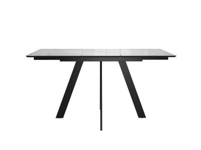 Стол DikLine DKD120 керамика 120(160)х80, Carrara Gloss (мрамор глянец белый), опоры черные (2уп.) арт. 00-00085033