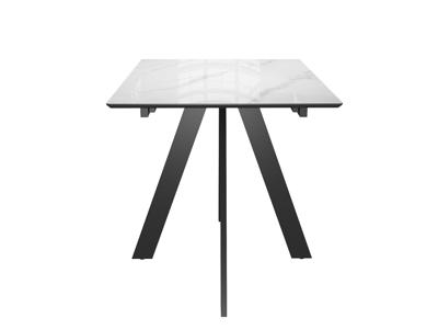 Стол DikLine DKD140 керамика 140(180)х80, Carrara Gloss (мрамор глянец белый), опоры черные (2уп.) арт. 00-00085034