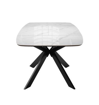 Стол DikLine BK140 керамика Carrara Gloss (мрамор глянец белый), подстолье черное, опоры черные арт. 00-00085042