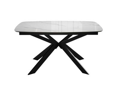Стол DikLine BK140 керамика Carrara Gloss (мрамор глянец белый), подстолье черное, опоры черные арт. 00-00085042