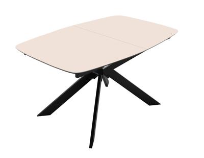 Стол DikLine BK140 керамика Krater Perla (бежевый матовый), подстолье черное, опоры черные арт. 00-00085077