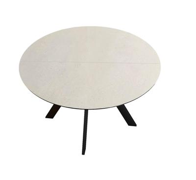 Стол DikLine SKC120 d1200 Керамика Krater Perla (бежевый матовый)/подстолье черное/опоры черные арт. 00-00085076