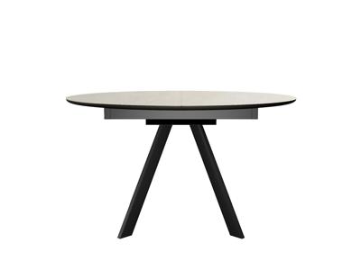 Стол DikLine SKC120 d1200 Керамика Krater Perla (бежевый матовый)/подстолье черное/опоры черные арт. 00-00085076
