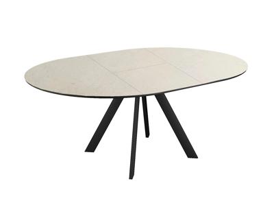 Стол DikLine SKC120 d1200 Керамика Krater Perla (бежевый матовый)/подстолье черное/опоры черные арт. 00-00085076