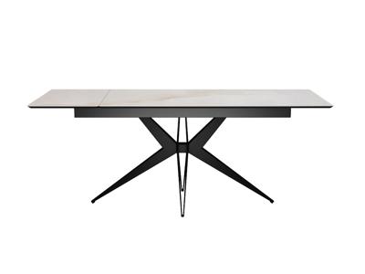 Стол DikLine DKS140 керамика глянец белый Icelandic white jade (Ostra Bianco Light), подстолье черное, опоры черные (2уп.) арт. 00-00086873