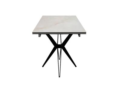 Стол DikLine DKS140 керамика глянец белый Icelandic white jade (Ostra Bianco Light), подстолье черное, опоры черные (2уп.) арт. 00-00086873