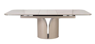 Стол обеденный DikLine CZ401 керамика Calacata Picasso White глянец, опоры металл  матовые бежевые (2 уп) арт. 00-00086536