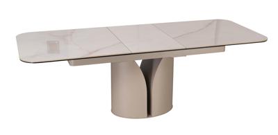 Стол обеденный DikLine CZ401 керамика Calacata Picasso White глянец, опоры металл  матовые бежевые (2 уп) арт. 00-00086536