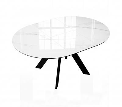 Стол DikLine SKC110 d1100 Керамика Carrara Gloss (мрамор глянец белый)/подстолье черное/опоры черные арт. 00-00086866