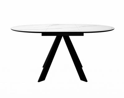 Стол DikLine SKC110 d1100 Керамика Carrara Gloss (мрамор глянец белый)/подстолье черное/опоры черные арт. 00-00086866