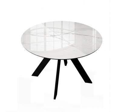 Стол DikLine SKC110 d1100 Керамика Carrara Gloss (мрамор глянец белый)/подстолье черное/опоры черные арт. 00-00086866