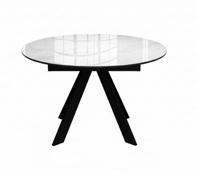 Стол DikLine SKC110 d1100 Керамика Carrara Gloss (мрамор глянец белый)/подстолье черное/опоры черные арт. 00-00086866