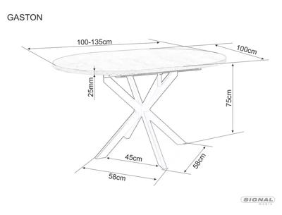 Стол Signal Стол обеденный SIGNAL GASTON Ceramic белый/черный 100-135/100 арт. GASTONBC100